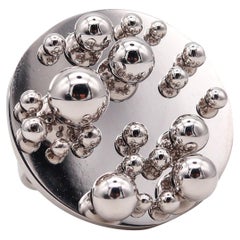 POL BURY Bélgica 1968-2002 Rara Esfera Escultórica Cinética Anillo Oro Blanco 18Kt