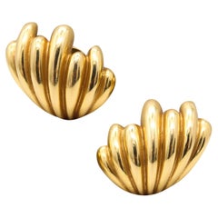TIFFANY & CO. 1980 Modernist Scalloped Clips-On Ohrringe aus 18Kt Gelbgold