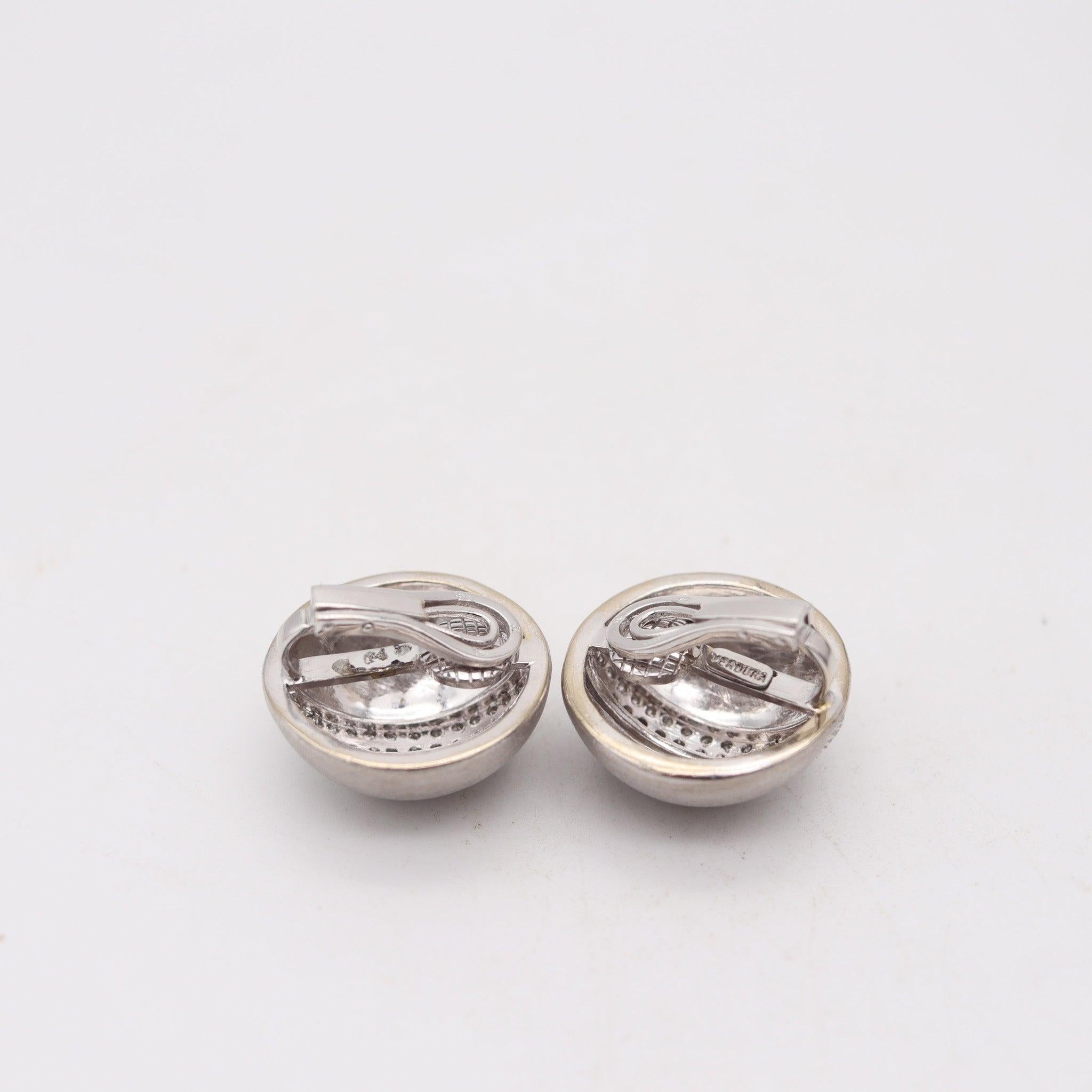 VERDURA Milano Orecchini a clip in oro bianco 18Kt con diamanti VS da 1,78 Ctw In condizioni ottime in vendita a Miami, FL