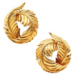 VERDURA Milan 1960 Iconic verdrehte Blätter Clips auf Ohrringe in 18Kt Gelbgold