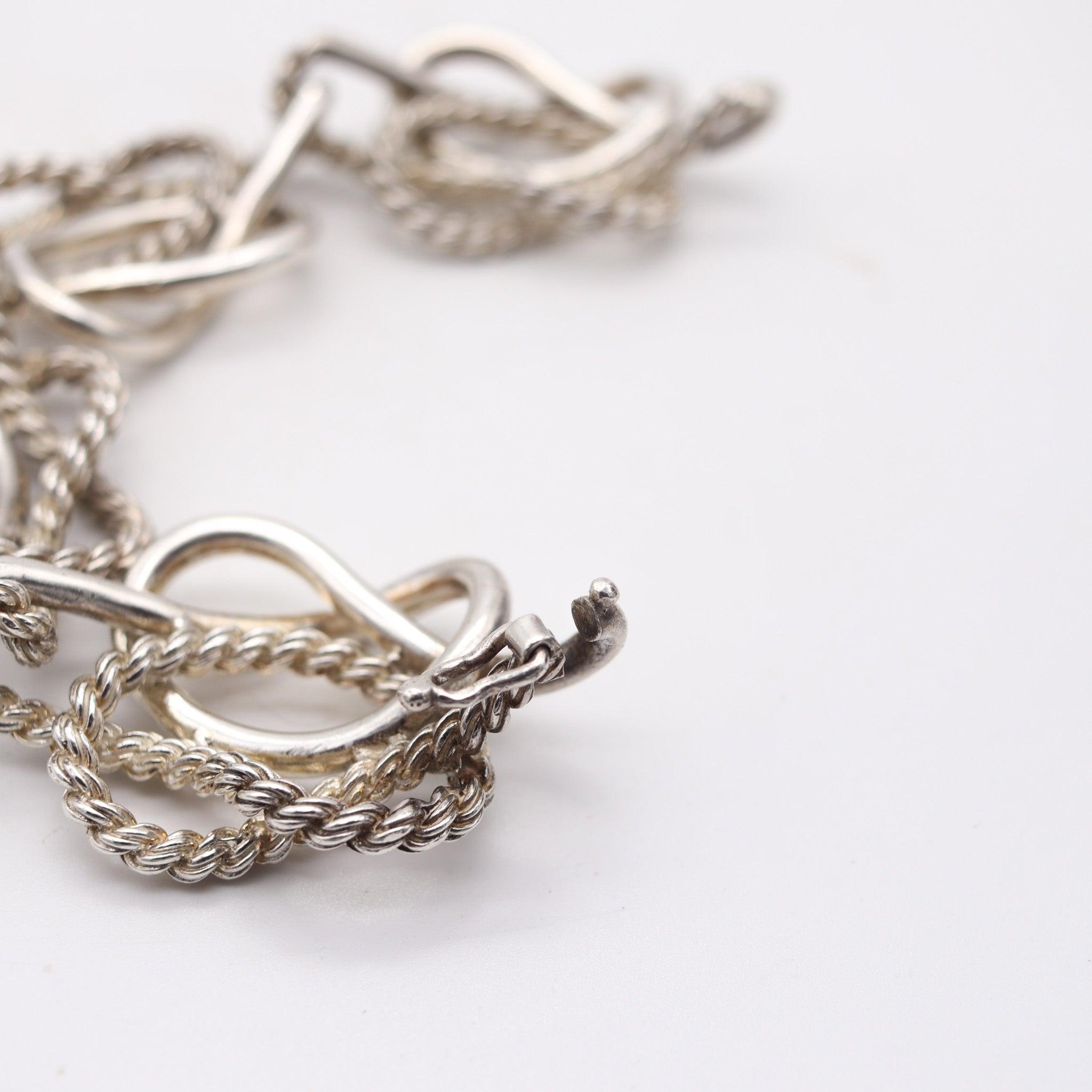 Donna HERMES Paris 1970 Bracciale Vintage con Nodi Equestri in Argento massiccio 925 in vendita