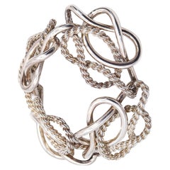 HERMES Paris 1970 Vintage Equestrian Knots Bracelet In Solid 925 Sterling Silver