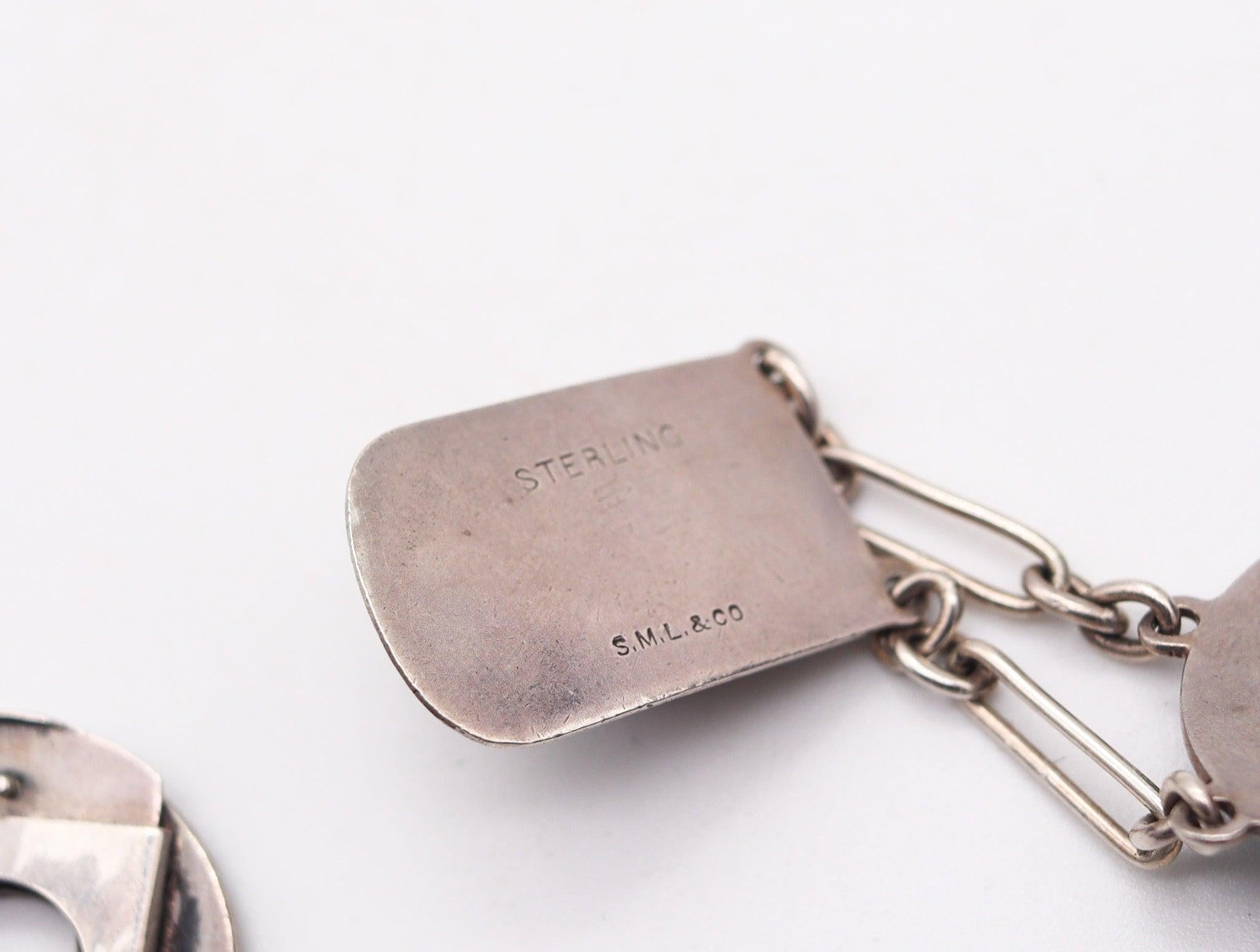 Burberry Modernist 1960 Cintura con smalto cloisonné in argento e granato in vendita 1