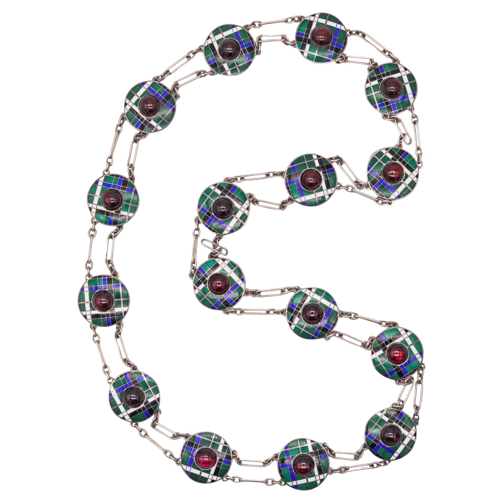 Burberry Modernist 1960 Cintura con smalto cloisonné in argento e granato in vendita