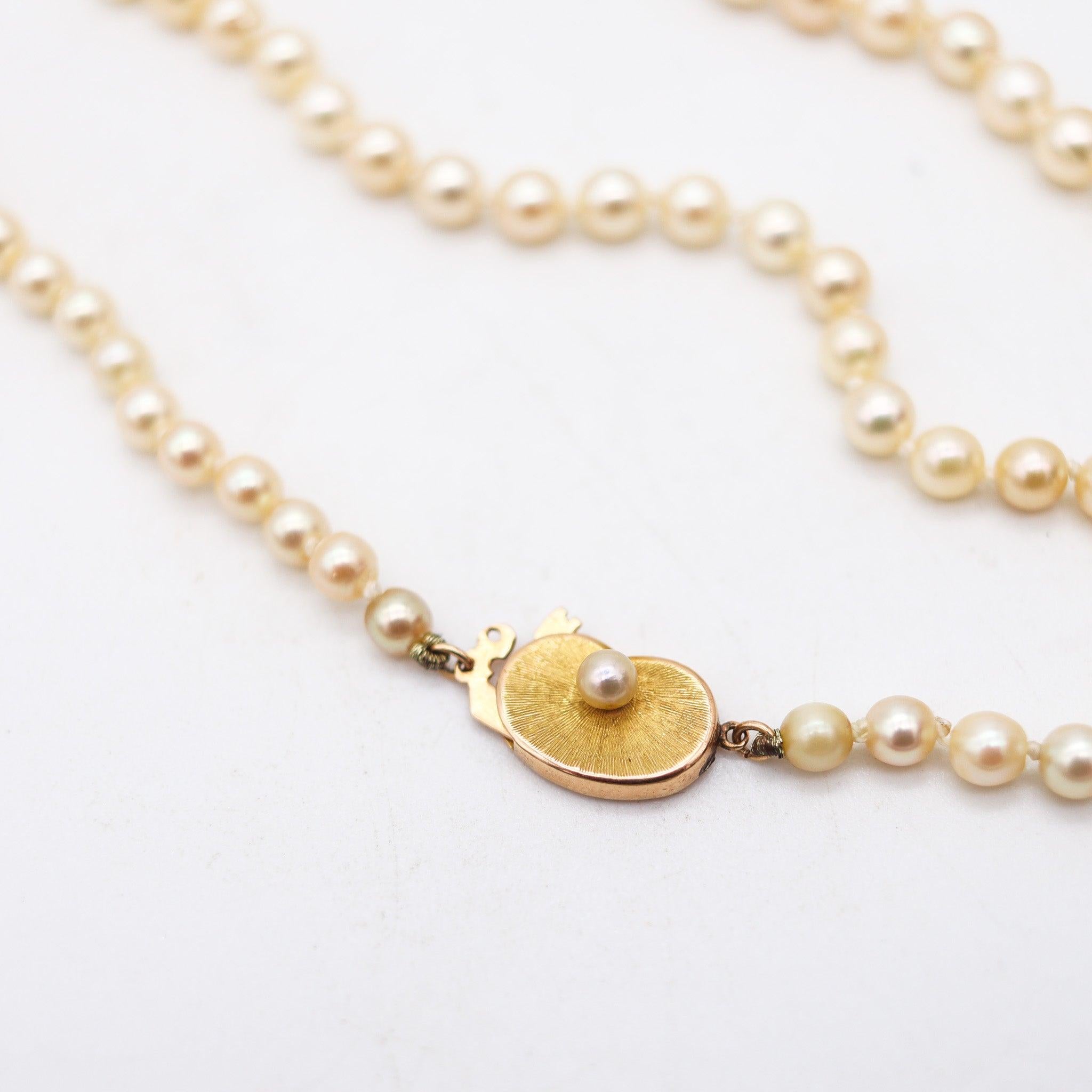 Modernista PERLE CULTURATE Collana lunga graduata vintage con chiusura in oro giallo 18Kt in vendita
