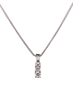 MODERNIST Pendant Necklace-Chain In Platinum With Graduated VVS White Diamonds