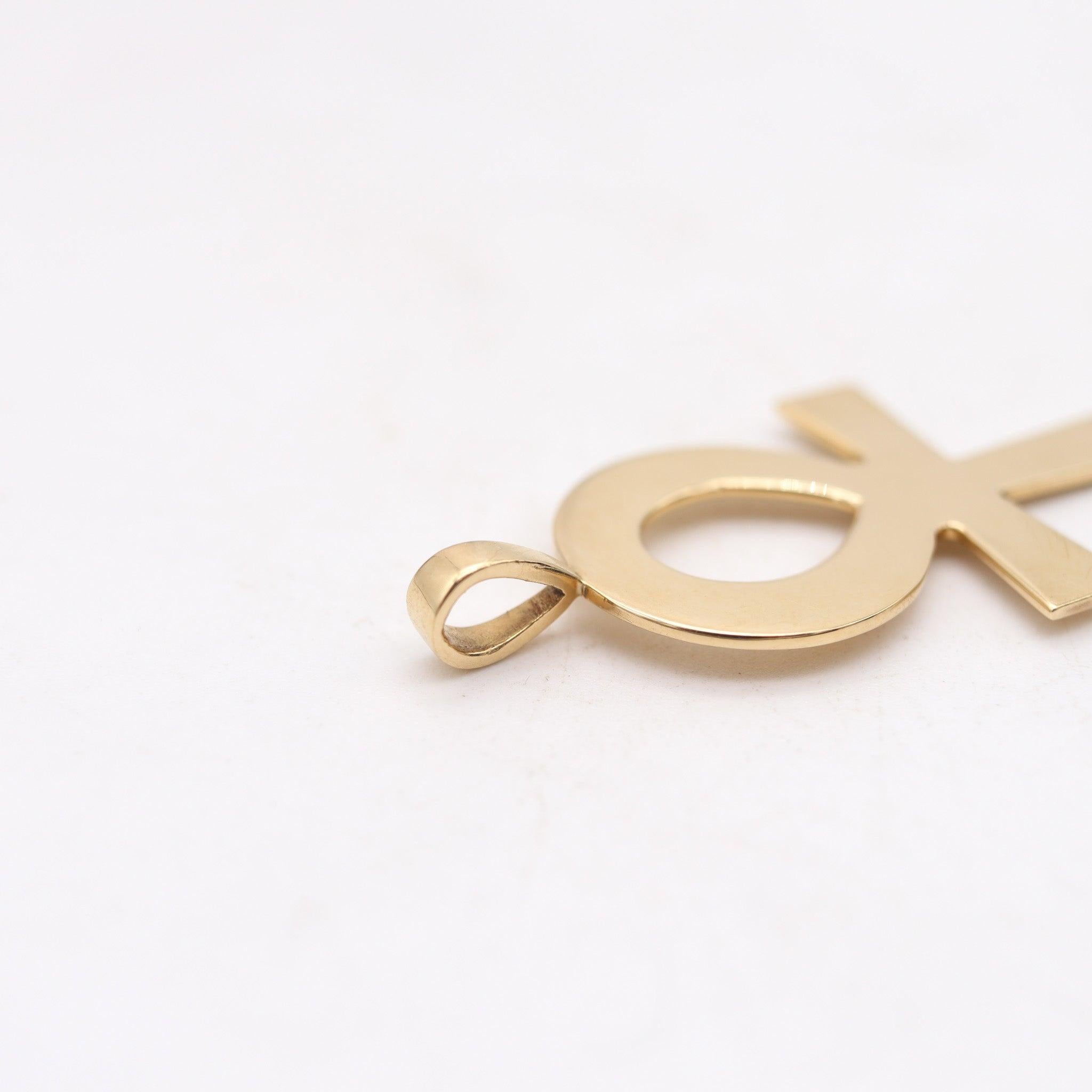 CARTIER Pendentif Croix Ankh égyptienne Vintage 1970 en or jaune massif 18Kt Excellent état - En vente à Miami, FL
