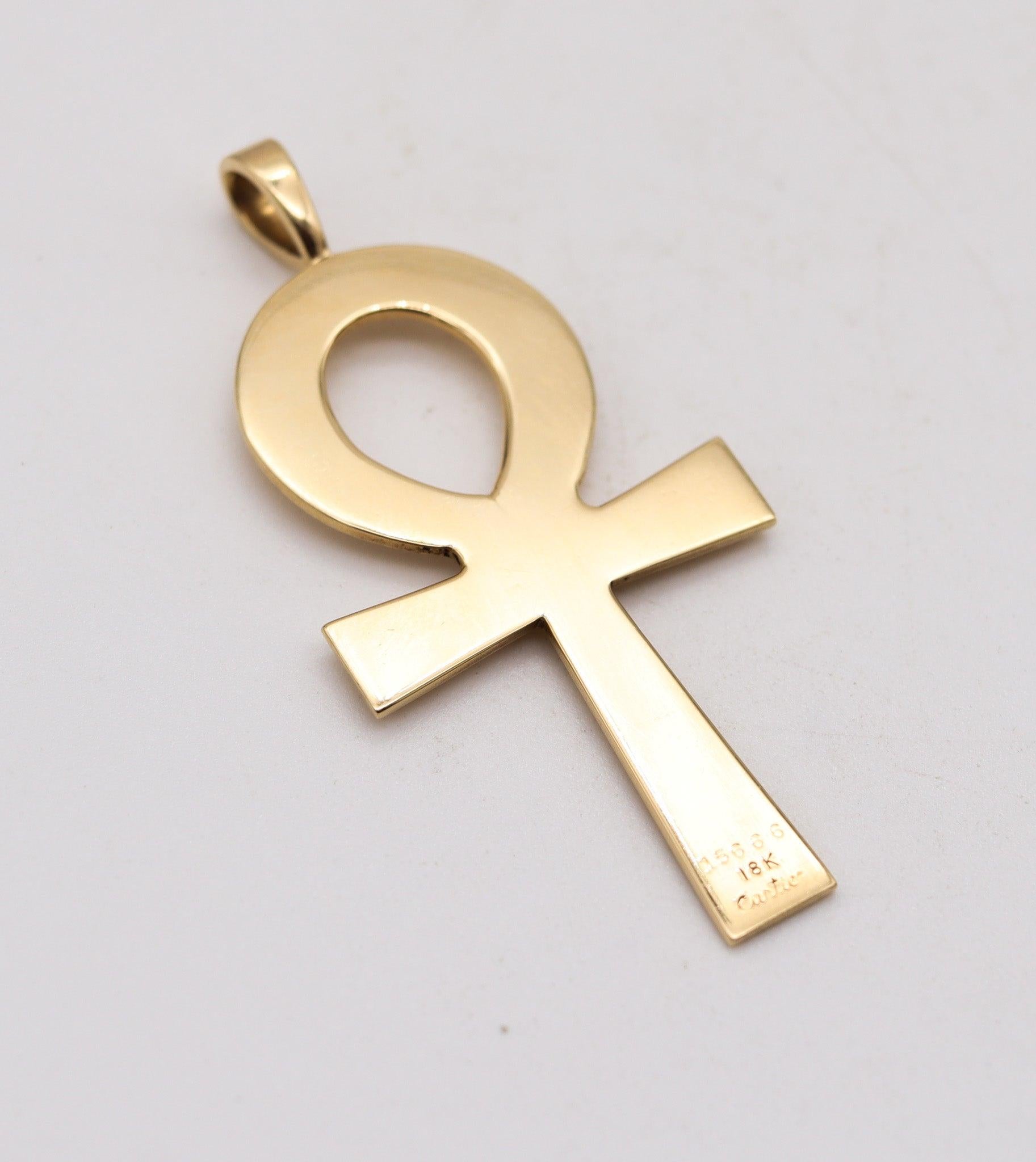 CARTIER Pendentif Croix Ankh égyptienne Vintage 1970 en or jaune massif 18Kt Unisexe en vente