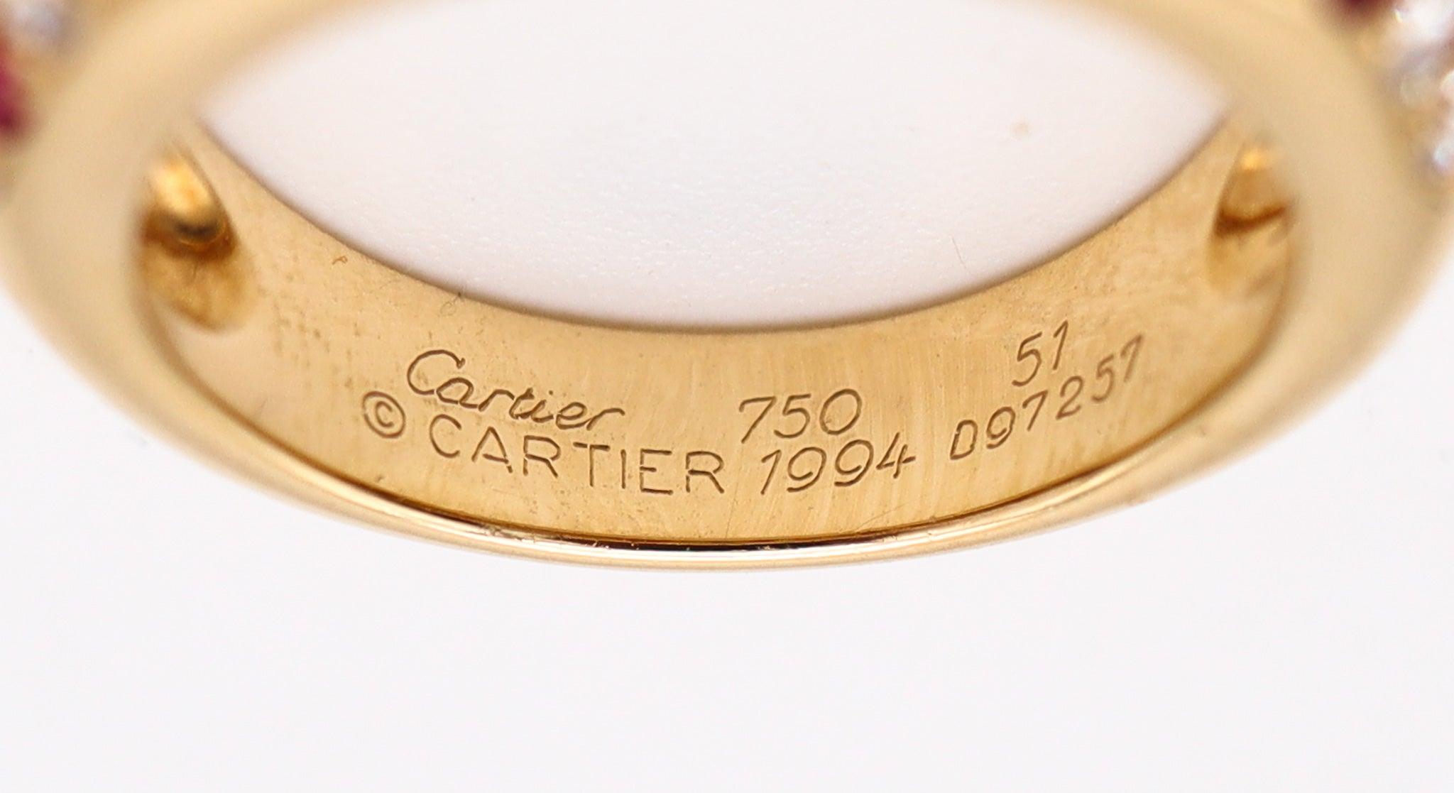 Anello Cartier Paris Mimi in oro 18Kt con 2,36 carati di rubini e diamanti In condizioni ottime in vendita a Miami, FL