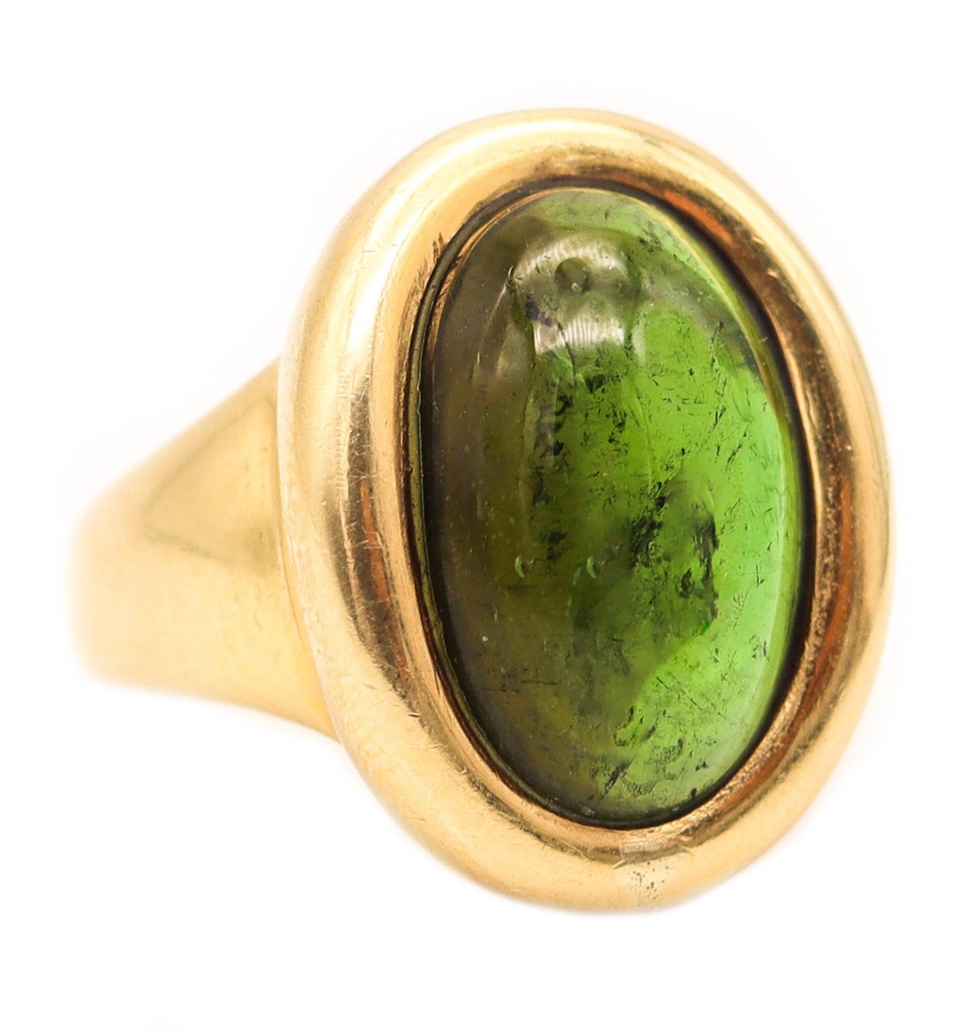 CARTIER Paris Vintage Bague Cocktail en Or Jaune massif 18Kt & Tourmaline Verte