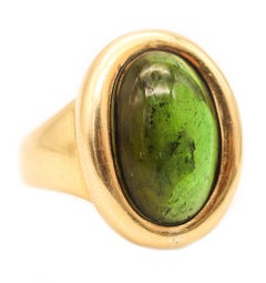 CARTIER Paris Vintage Cocktail Ring In Solid 18Kt Yellow Gold & Green Tourmaline
