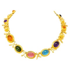 TIFFANY & CO. 1983 Paloma Picasso Necklace In 18Kt Gold With 106 Cts Gemstones