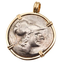 ATHENEA, 205 a. C., tetradracma de Panfilia, moneda enmarcada en oro de 14 quilates con certificado de autenticidad