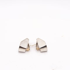 ANTONIO PINEDA 1950 – Modernistische, geometrische Ohrclips aus massivem 970er Silber