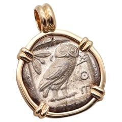 ATTIKA 449 v. Chr. Athener Eulen-Tetradrachme als Anhänger, gefasst in 14-karätigem Gold, mit Echtheitszertifikat