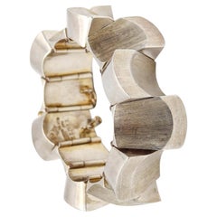 ANTONIO PINEDA 1950 Pulsera modernista con eslabones geométricos de plata maciza de ley 970