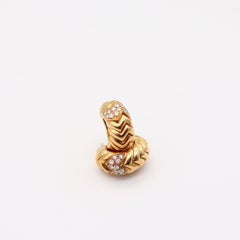 BVLGARI Spiga Clips-On Hoops Earrings In 18Kt Yellow Gold With VS Diamonds