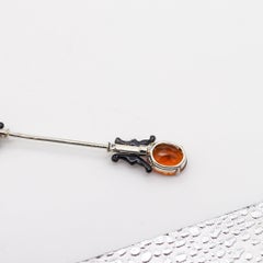 CARTIER 1925 Chinoiserie Enameled Jabot Brooch In Platinum Citrines & Diamonds