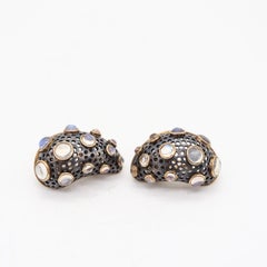 MARILYN COOPERMAN Earrings In 18Kt Yellow Gold Oxidized Sterling & Cabochons