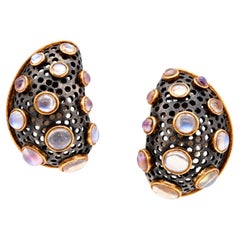 MARILYN COOPERMAN Earrings In 18Kt Yellow Gold Oxidized Sterling & Cabochons