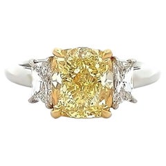 3,61 quilates en total Diamante amarillo fantasía Anillo de compromiso para mujer GIA