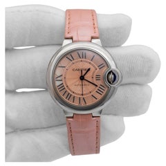 Cartier Ballon Bleu, esfera rosa, 33 mm, automático, acero, WSBB0002