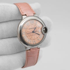 Cartier Ballon Bleu, esfera rosa, 33 mm, automático, acero, WSBB0002