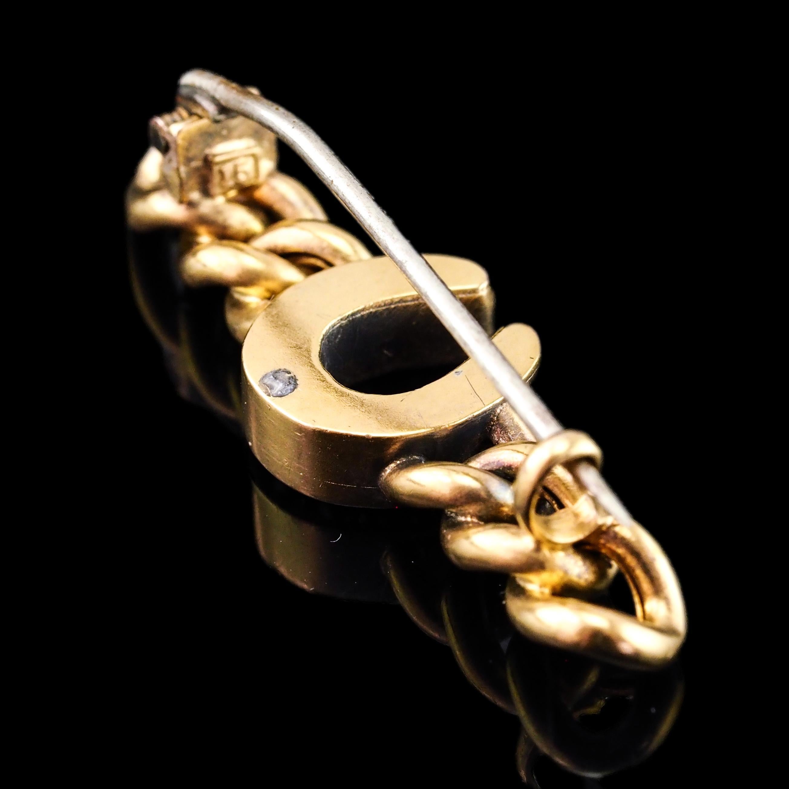 Antike viktorianische Hufeisen-Perlen-Brosche 15K Gold - c.1900 im Angebot 4