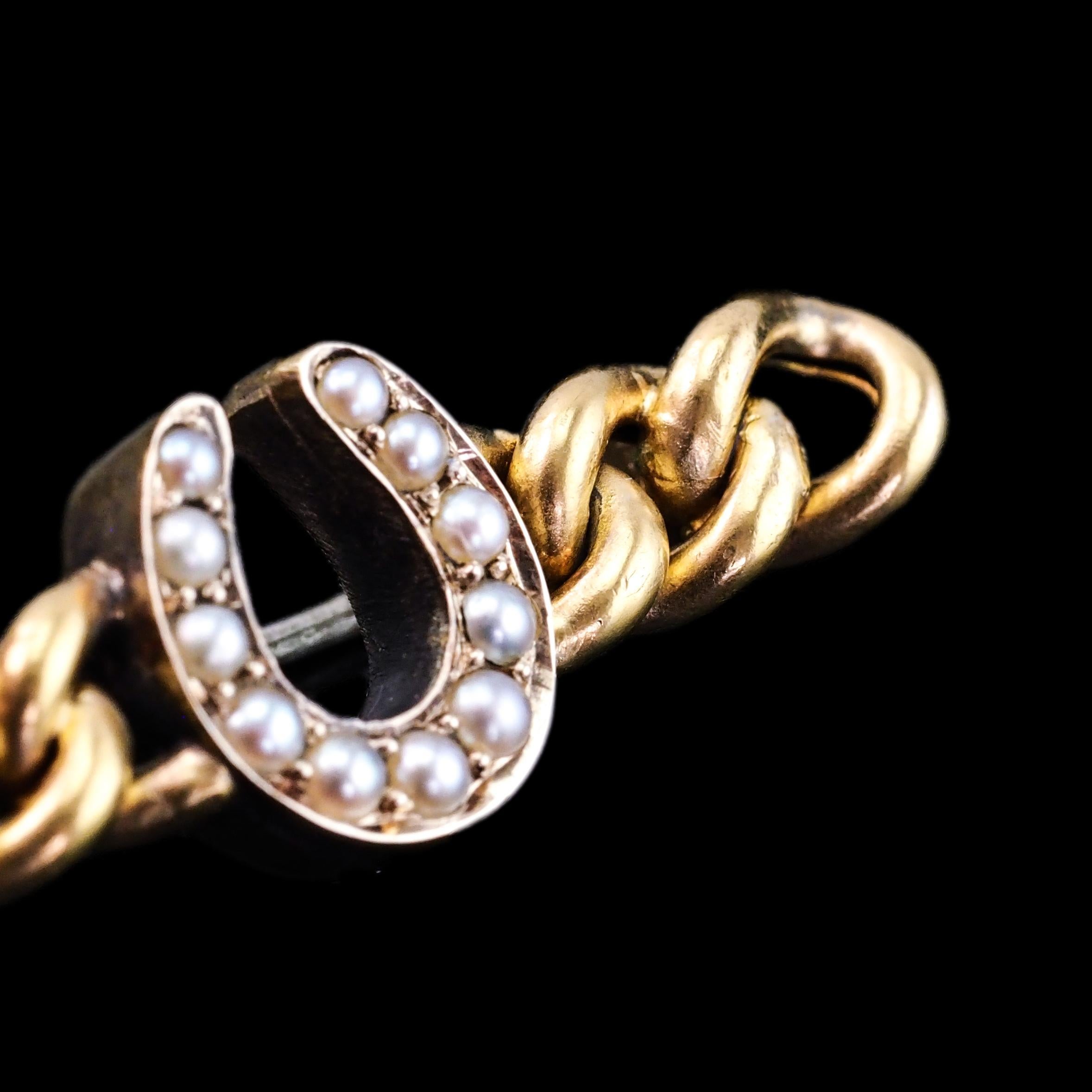 Antike viktorianische Hufeisen-Perlen-Brosche 15K Gold - c.1900 im Angebot 7