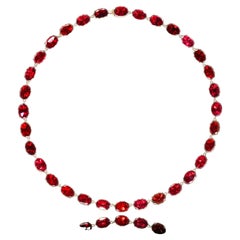Antique Georgian/Victorian Garnet Riviere Necklace 9K Gold - Early 19th c.