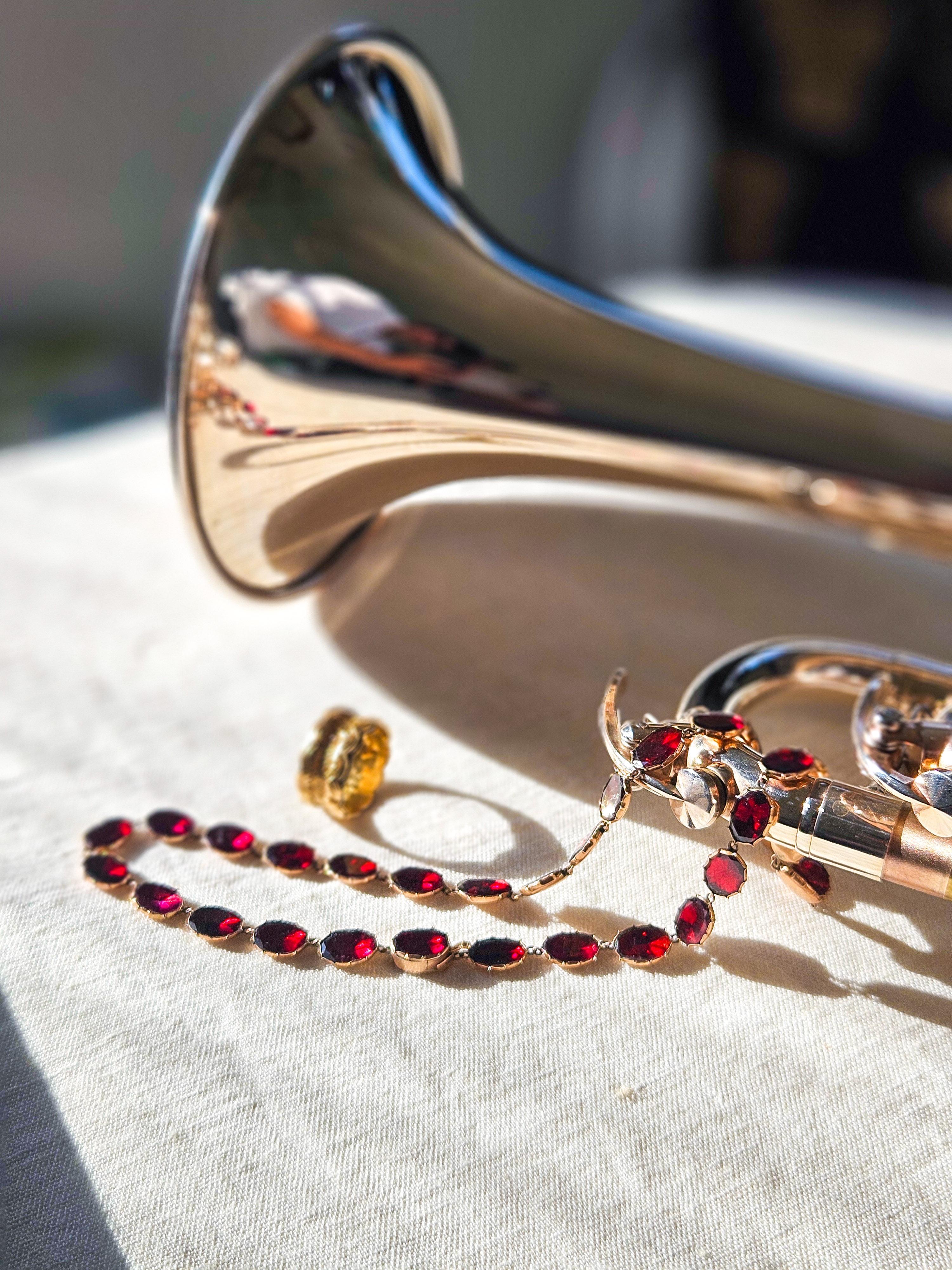 Antica collana georgiana/vittoriana con granato Riviere in oro 9K - Inizio XIX secolo. in vendita 12
