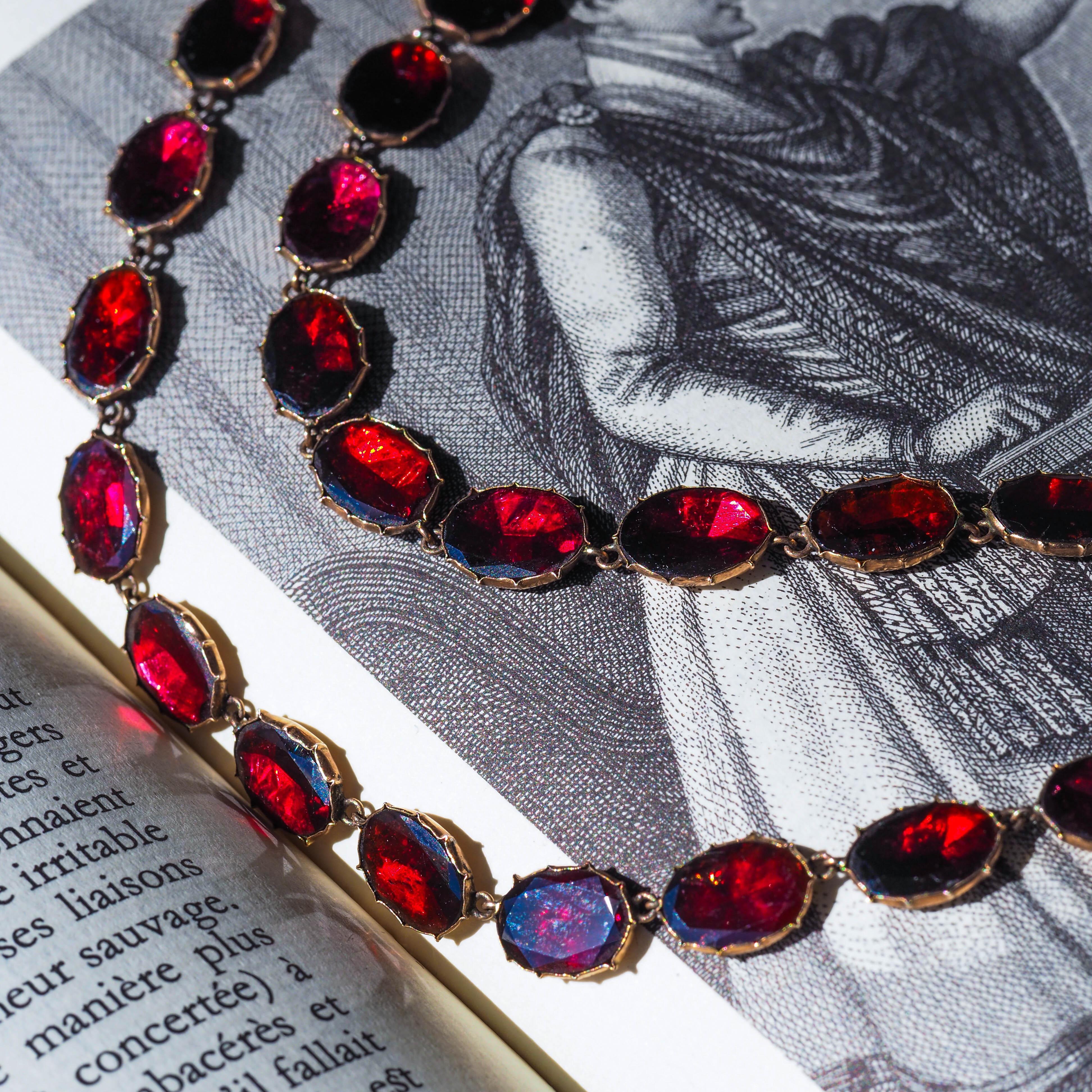 Antica collana georgiana/vittoriana con granato Riviere in oro 9K - Inizio XIX secolo. in vendita 7