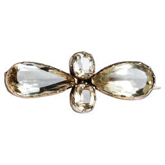 Antique Citrine Brooch 12K Gold Quatrefoil Style Design - 19th c.