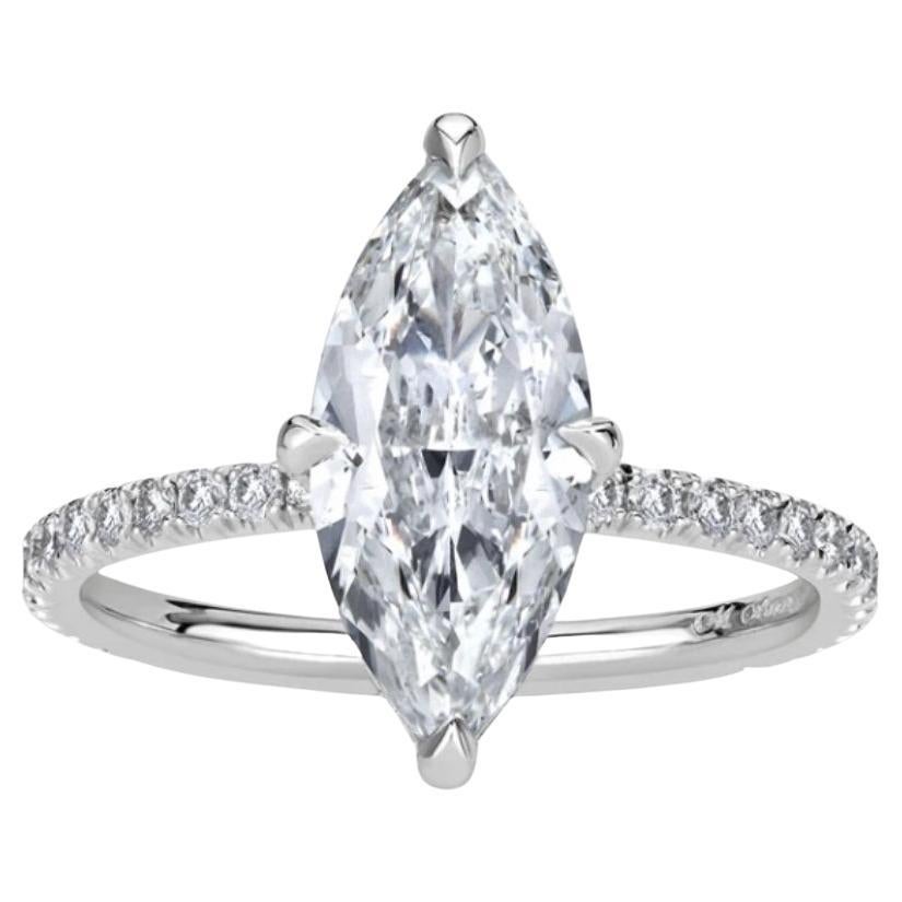 GIA Certificato 3,00 Carati D/VS2 Diamanti a forma di Marquise Anello Solitario in Oro 18K