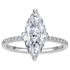 GIA Certified 3.00 Carats D/VS2 Marquise Shape Diamonds 18K Gold Solitarie Ring
