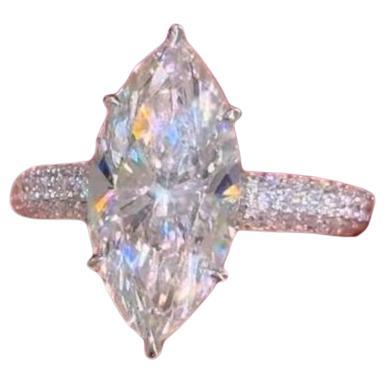 GIA Certified 4.00 Carats F/VS1 Marquise Cut Diamond 18K Gold Ring Solitaire