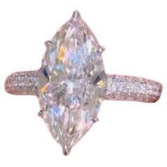 GIA Certified 4.00 Carats F/VS1 Marquise Cut Diamond 18K Gold Ring Solitaire