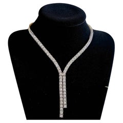8.98 Carats F/VS1  Round Brillant Shape Diamonds 18K Gold Tennis Necklace