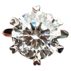 GIA Certified 5.00 Carat F SI1 Round Brilliant 6-Prong Diamond Ring in 18K Gold