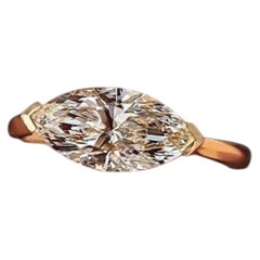 GIA Certified 1.50 Carat F/VS1 Marquise Diamond East-West V-Prong Ring 18K Gold