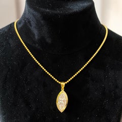 Collier en or jaune 18 carats serti de diamants certifiés GIA de 2,10 carats, de taille marquise et ronde