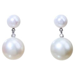 South Sea Pearls & Diamonds 18K Gold Earrings