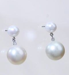 South Sea Pearls & Diamonds 18K Gold Earrings