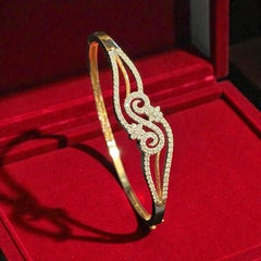 1.21 Carats F/VS1 Round Brilliant Diamonds Pavé Bracelet in 14K Rose Gold