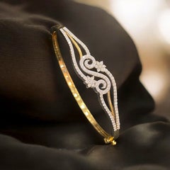 1.21 Carats F/VS1 Round Brilliant Diamonds Pavé Bracelet in 14K Yellow Gold
