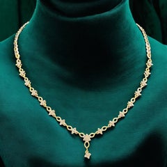 1.12 Cts F/VS1 Round Brilliant Diamonds Floral Star Tennis Necklace in 14K Gold