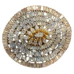 5.65 Cts G/SI1 Baguette & Marquise Diamonds Pavé Cocktail Ring in 14K Rose Gold