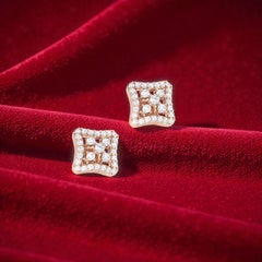 0.70 Carats F/VS1 Round Brilliant Diamonds Pavé Stud Earrings in 14K Rose Gold