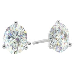GIA Certified 1.00 Cts F/VS1 Round Diamonds Martini Stud Earrings in 14K Gold