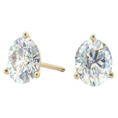 GIA Certified 1.00 Carats F/VS1 Round Diamonds Martini Stud Earrings in 14K Gold